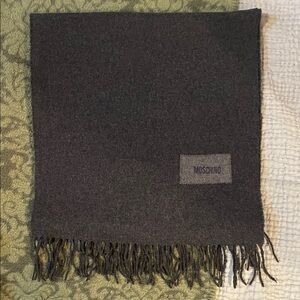 Moschino Charcoal Wool Scarf with Fringe